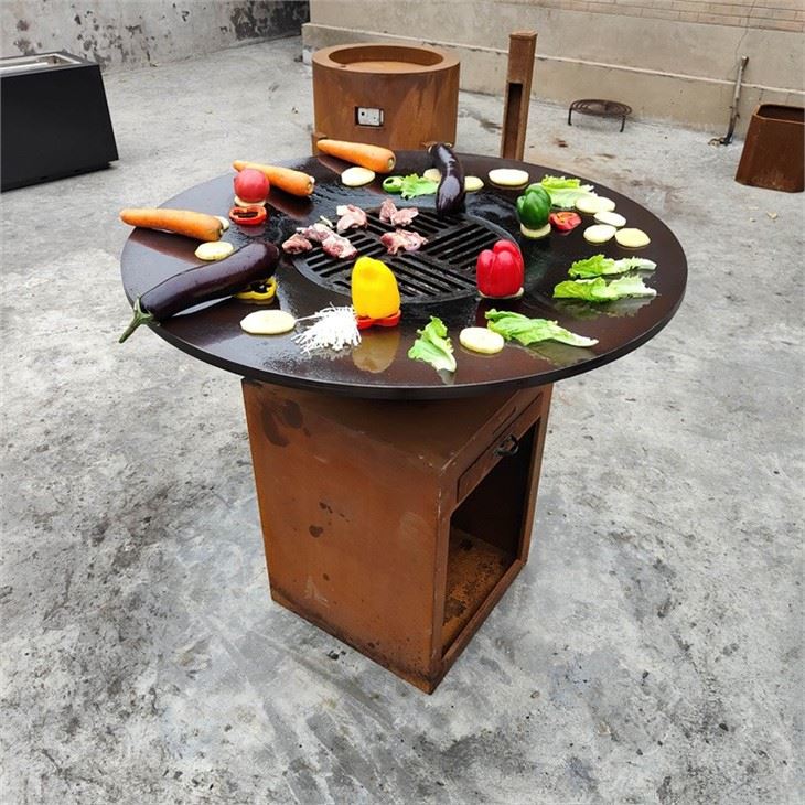 Corten Steel Fire Pit Table / BBQ