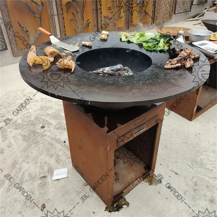 Garden Corten Steel BBQ Fire Pit Grill
