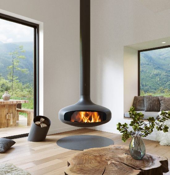 Round Wood Burning Suspended Fireplace