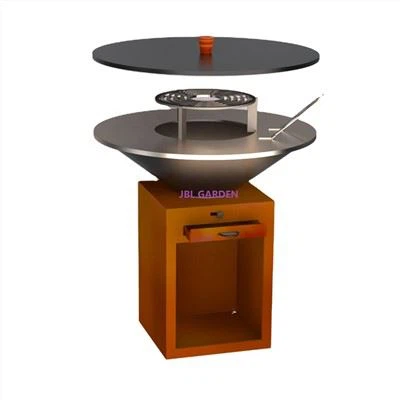Corten Metal Brasero BBQ Grill Table Para o ar livre