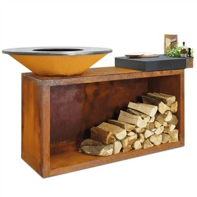 Mesa de grelha ao ar livre corten metal