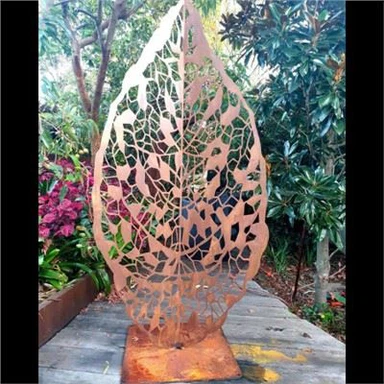 Escultura de folhas de aço corten decorativas para jardim