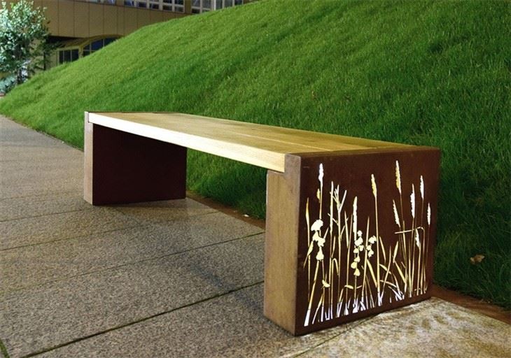 Bench Made Of Steel And Wood