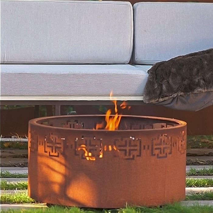 Corten Fire Pit com vidro