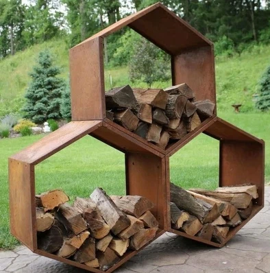 Corten Steel Firewood Rack