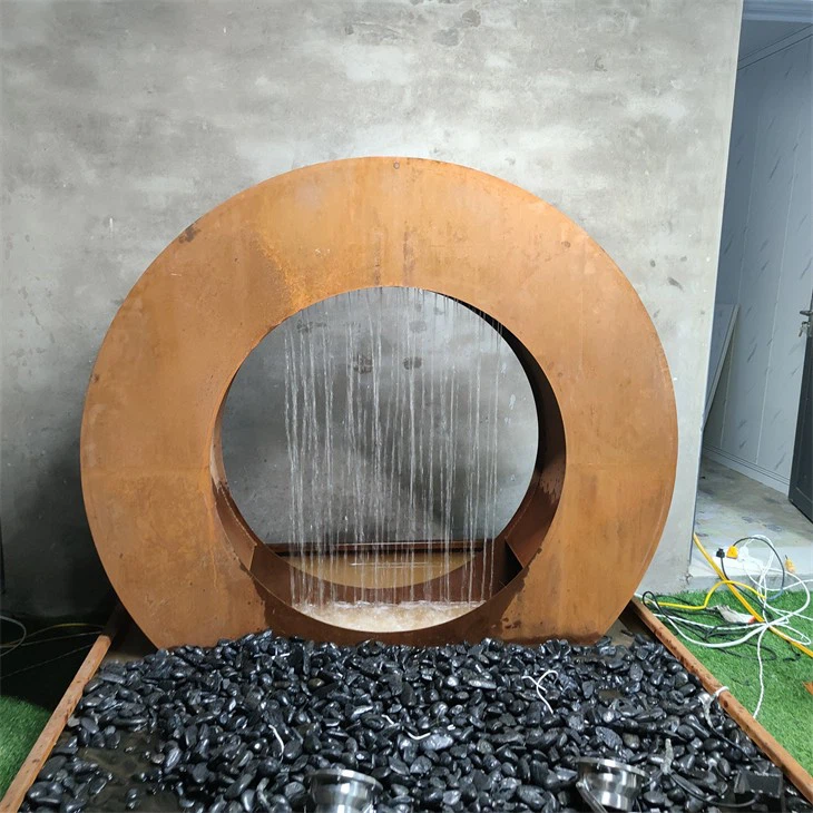 Sculptural Moon-Shaped Corten Steel Water Curtain For Patios & Gardens price