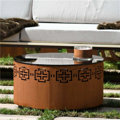 Mesa Corten com vidro